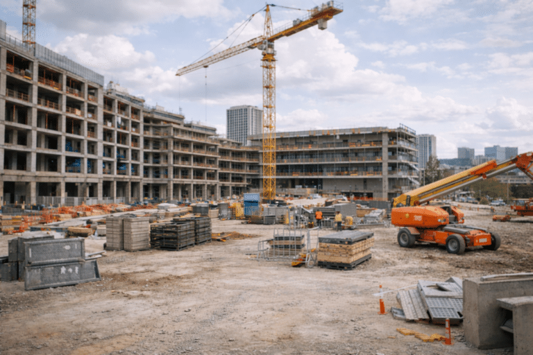 large crane on a commercial construction site